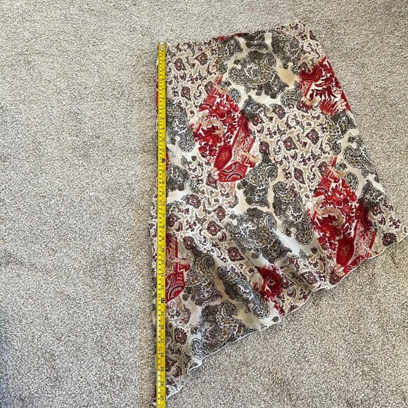 Byer California Paisley Floral Asymmetrical Red & Cream Flowy Lined Skirt M - Picture 8 of 10